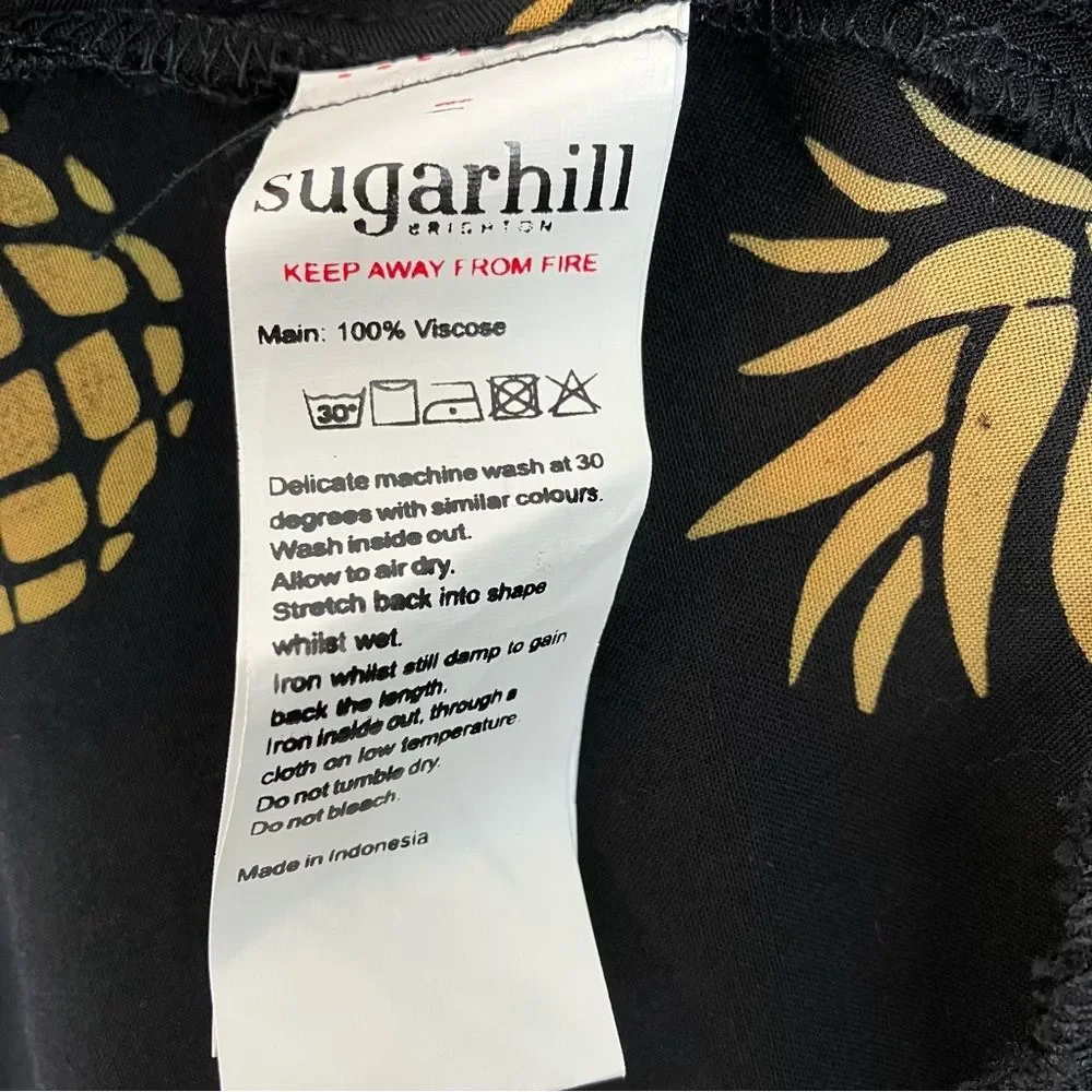 Sugarhill Brighton 70s Elva Midi Slip Dress in Handcrafted Pineapple Batik XS - Picture 13 of 14